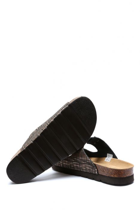 10260 Ch-Kifidis Soft Step Kadın Çift Bantlı Mantar Terlik 36-42 Cipria-Black