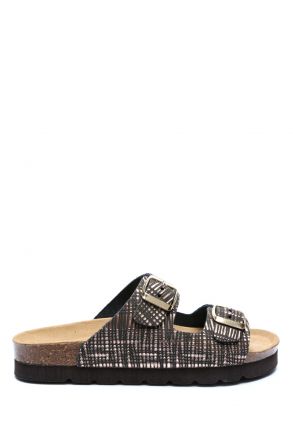 10260 Ch-Kifidis Soft Step Kadın Çift Bantlı Mantar Terlik 36-42 Cipria-Black