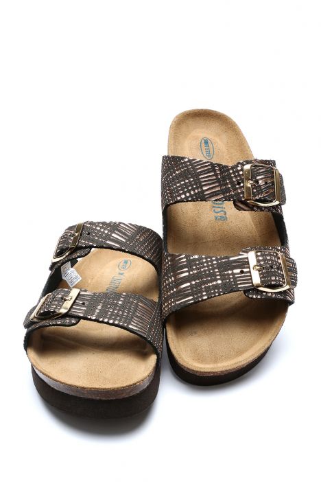 10260 Ch-Kifidis Soft Step Kadın Çift Bantlı Mantar Terlik 36-42 Cipria-Black