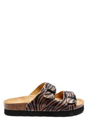 10260 Ch-Kifidis Soft Step Kadın Çift Bantlı Mantar Terlik 36-42 Zebra