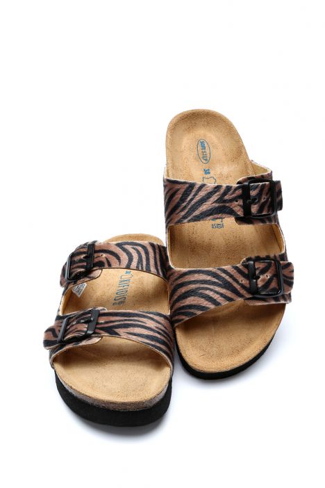 10260 Ch-Kifidis Soft Step Kadın Çift Bantlı Mantar Terlik 36-42 Zebra