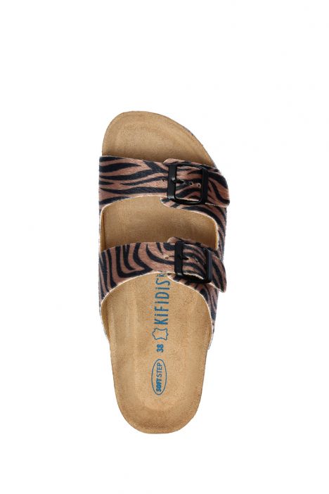 10260 Ch-Kifidis Soft Step Kadın Çift Bantlı Mantar Terlik 36-42 Zebra