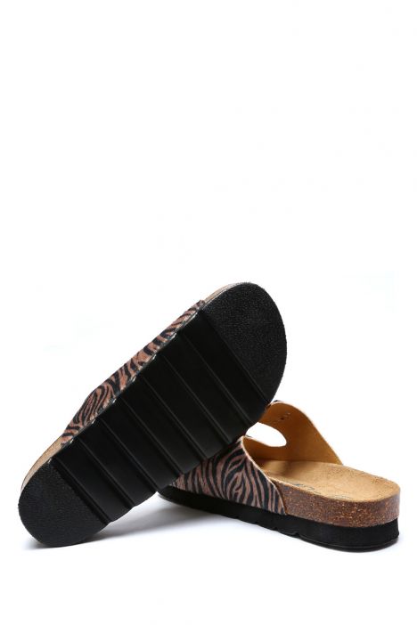 10260 Ch-Kifidis Soft Step Kadın Çift Bantlı Mantar Terlik 36-42 Zebra