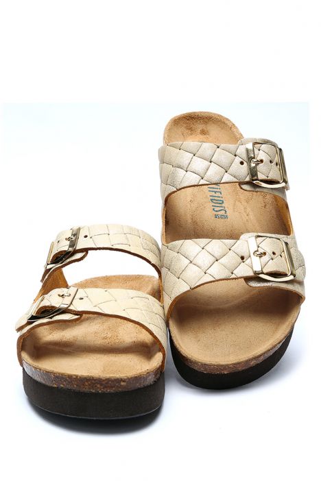 10260 Ch-Kifidis Soft Step Kadın Çift Bantlı Mantar Terlik 36-42 Platino-100