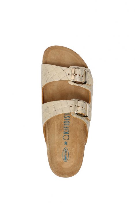 10260 Ch-Kifidis Soft Step Kadın Çift Bantlı Mantar Terlik 36-42 Platino-100