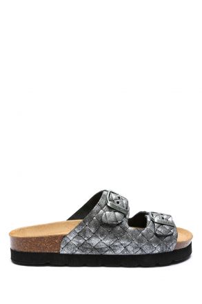 10260 Ch-Kifidis Soft Step Kadın Çift Bantlı Mantar Terlik 36-42 Silver-94