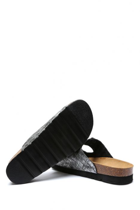10260 Ch-Kifidis Soft Step Kadın Çift Bantlı Mantar Terlik 36-42 Silver-94