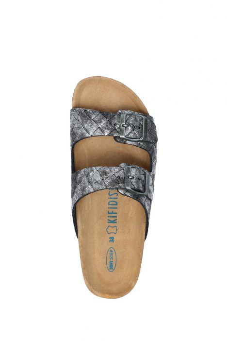 10260 Ch-Kifidis Soft Step Kadın Çift Bantlı Mantar Terlik 36-42 Silver-94