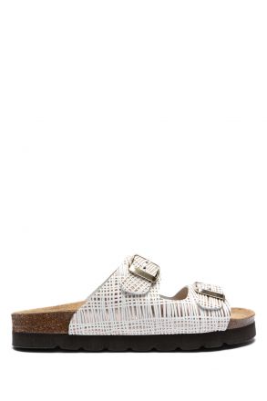 10260 Ch-Kifidis Soft Step Kadın Çift Bantlı Mantar Terlik 36-42 Cipria-White