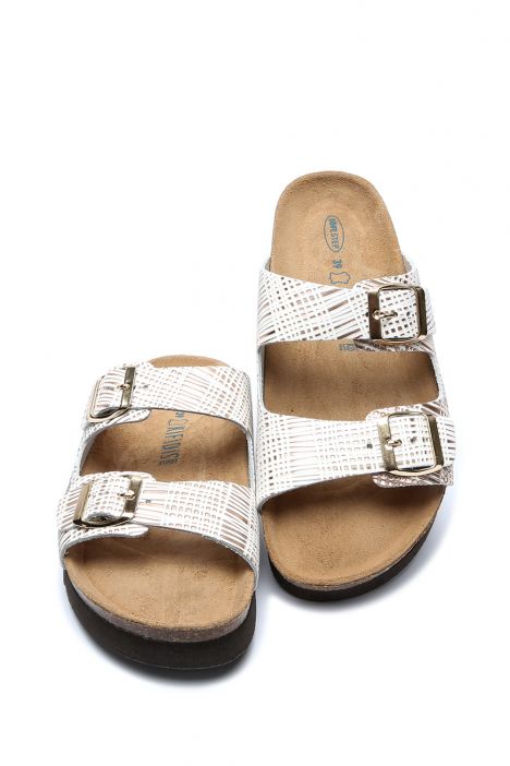 10260 Ch-Kifidis Soft Step Kadın Çift Bantlı Mantar Terlik 36-42 Cipria-White