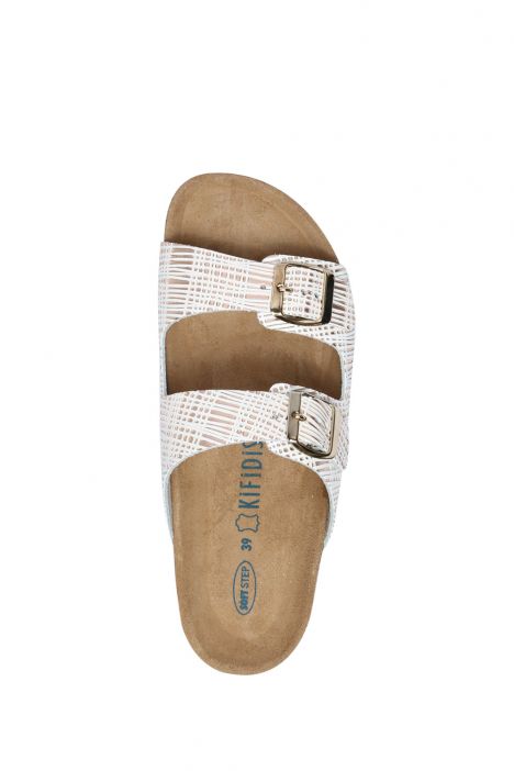 10260 Ch-Kifidis Soft Step Kadın Çift Bantlı Mantar Terlik 36-42 Cipria-White