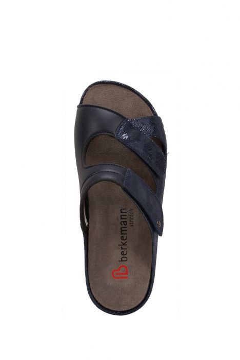 1027 Berkemann Janna Kadın Anatomik Terlik 3.0-8.5 Blue/Combs/Shiny Leather/Str. - 319