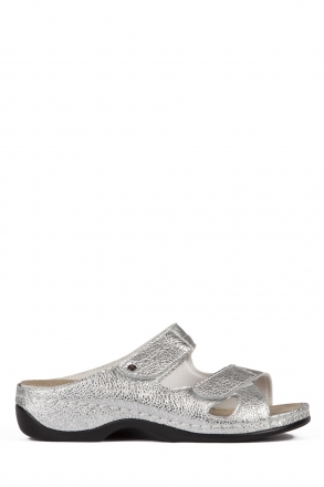 1027 Berkemann Janna Kadın Anatomik Terlik 3.0-8.5 Silver Leather - 632