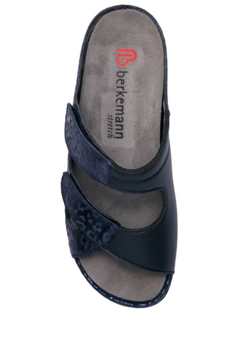1027 Berkemann Janna Kadın Anatomik Terlik 3.0-8.5 Blau Leo-Leder/Stretch
