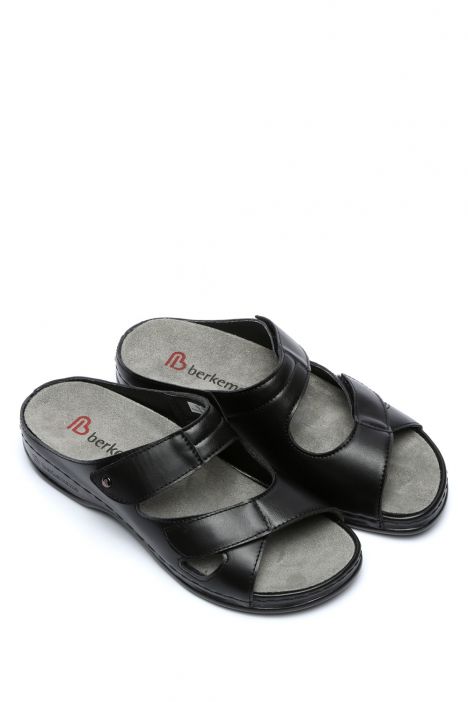 1027 Berkemann Janna Kadın Anatomik Terlik 3.0-8.5 Schwarz Leder/Strc. - 906