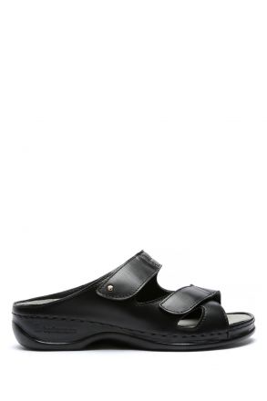 1027 Berkemann Janna Kadın Anatomik Terlik 3.0-8.5 Schwarz Leder/Strc. - 906