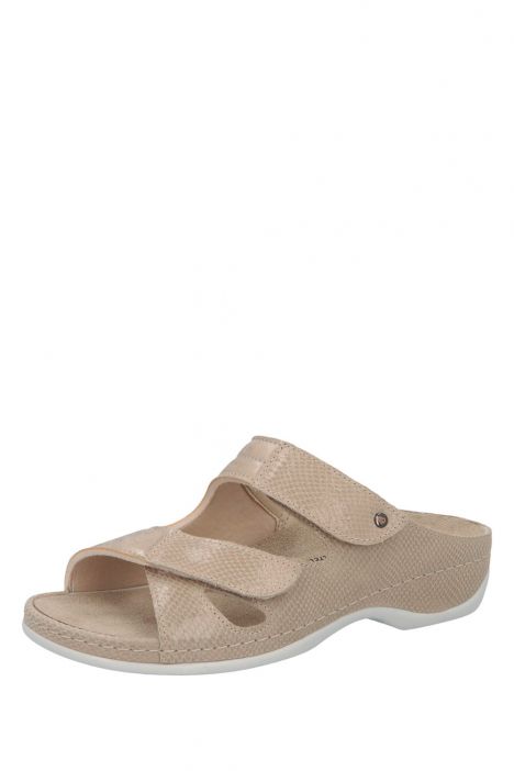 1027 Berkemann Janna Kadın Anatomik Terlik 3.0-8.5 Beige/shiny - Leder/Stretch - 773