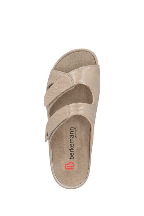 1027 Berkemann Janna Kadın Anatomik Terlik 3.0-8.5 Beige/shiny - Leder/Stretch - 773