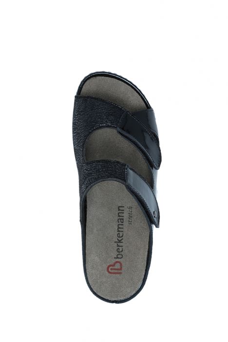 1027 Berkemann Janna Kadın Anatomik Terlik 3.0-8.5 Schwarz - Leder/Lack/Stretch - 996