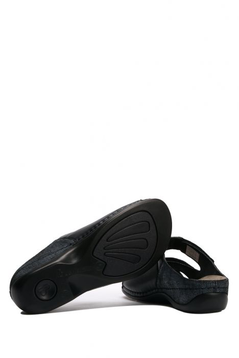 1027 Berkemann Janna Kadın Anatomik Terlik 3.0-8.5 Nachtblau - Leder/Stretch - 329