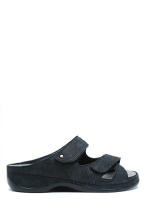 1027 Berkemann Janna Kadın Anatomik Terlik 3.0-8.5 Schwarz Nubuk/Strch. - 987