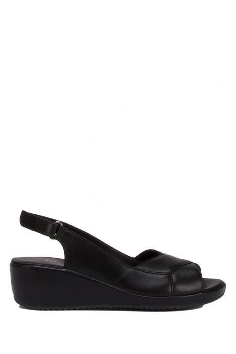 1030-AT Kifidis Sandra Kadın Deri Anatomik Topuklu Sandalet 36-40 - BT Siyah / Black