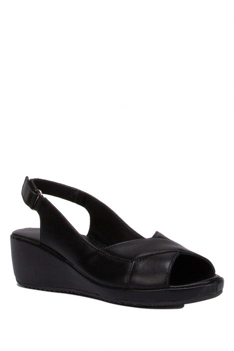 1030-AT Kifidis Sandra Kadın Deri Anatomik Topuklu Sandalet 36-40 - BT Siyah / Black