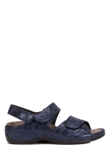 1040 Berkemann Rina Kadın Anatomik Deri Sandalet 3.0-8.5 Blau/Wab/Shiny-Leder/Str.-319