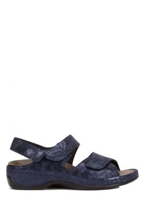 1040 Berkemann Rina Kadın Anatomik Deri Sandalet 3.0-8.5 Blau/Wab/Shiny-Leder/Str.-319