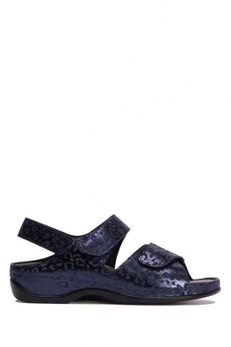 1040 Berkemann Rina Kadın Anatomik Deri Sandalet 3.0-8.5 Blau Leo-Leder/Stretch