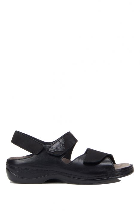 1040 Berkemann Rina Kadın Anatomik Deri Sandalet 3.0-8.5 Schwarz Leder/Str. - 970