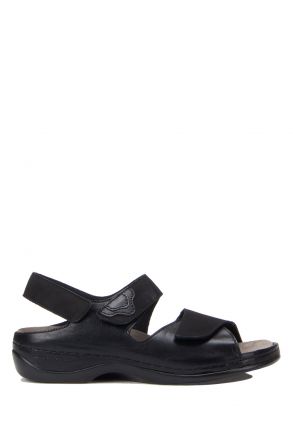 1040 Berkemann Rina Kadın Anatomik Deri Sandalet 3.0-8.5 Schwarz Leder/Str. - 970