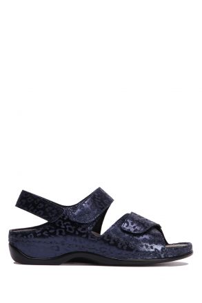1040 Berkemann Rina Kadın Anatomik Deri Sandalet 3.0-8.5 Blau Leo-Leder/Stretch