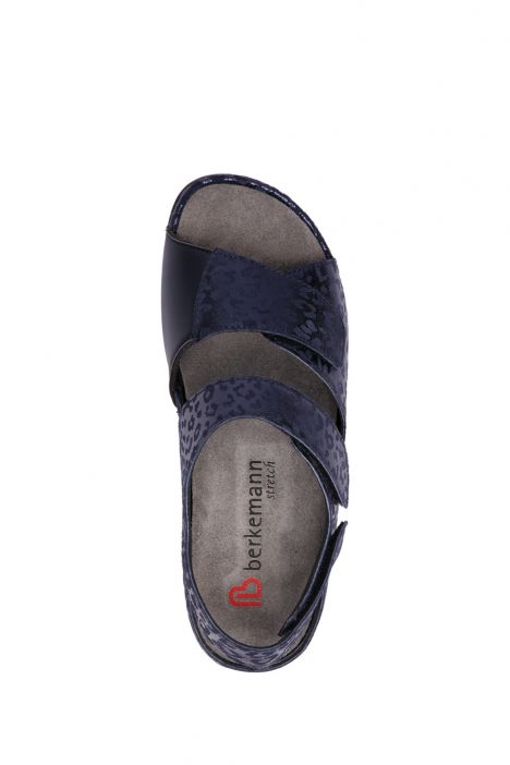 1040 Berkemann Rina Kadın Anatomik Deri Sandalet 3.0-8.5 Blau Leo-Leder/Stretch