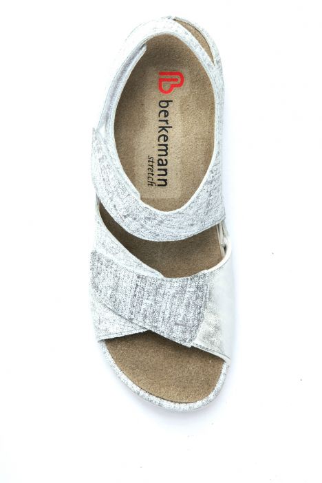 1040 Berkemann Rina Kadın Anatomik Deri Sandalet 3.0-8.5 Washed grey linen-Led/Str.