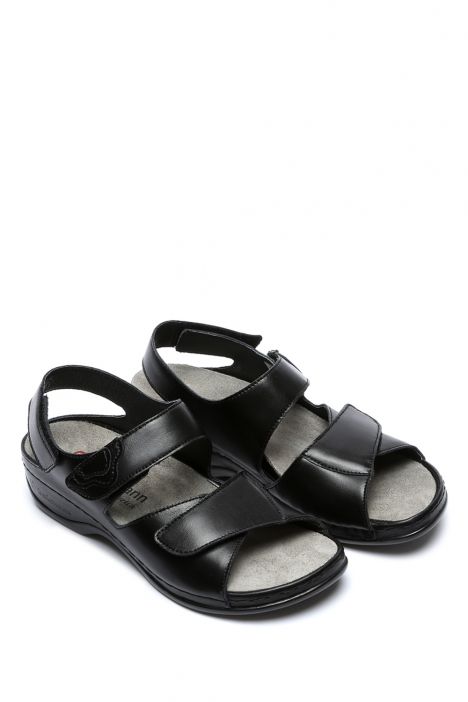1040 Berkemann Rina Kadın Anatomik Deri Sandalet 3.0-8.5 Schwarz Leder/Strc. - 906