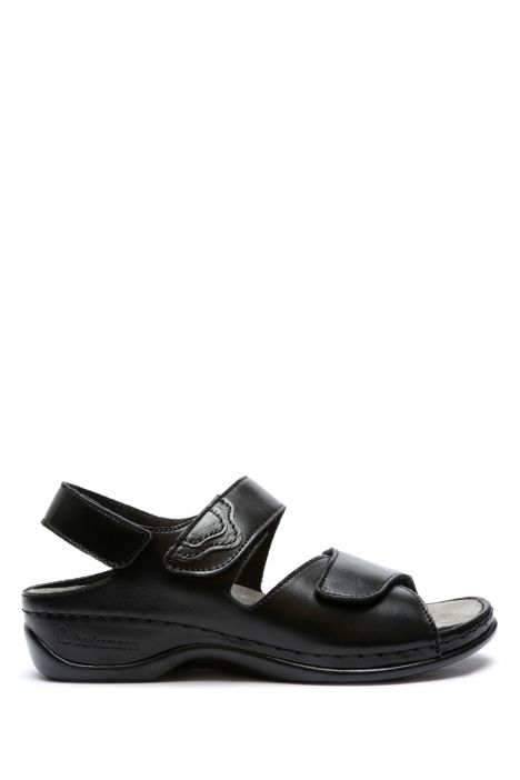 1040 Berkemann Rina Kadın Anatomik Deri Sandalet 3.0-8.5 Schwarz Leder/Strc. - 906