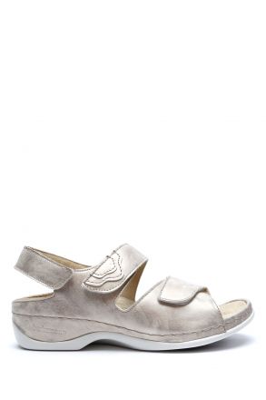 1040 Berkemann Rina Kadın Anatomik Deri Sandalet 3.0-8.5 Dusty silver/silver - leather/stretch - 642
