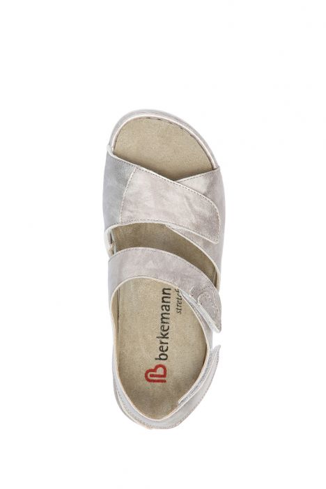 1040 Berkemann Rina Kadın Anatomik Deri Sandalet 3.0-8.5 Dusty silver/silver - leather/stretch - 642