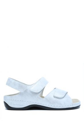 1040 Berkemann Rina Kadın Anatomik Deri Sandalet 3.0-8.5 Silber/Glitter-Leder/Stretch - 158