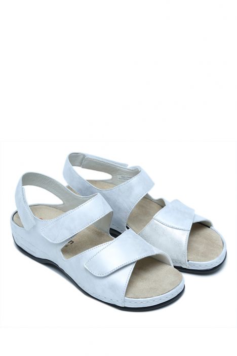 1040 Berkemann Rina Kadın Anatomik Deri Sandalet 3.0-8.5 Silber/Glitter-Leder/Stretch - 158