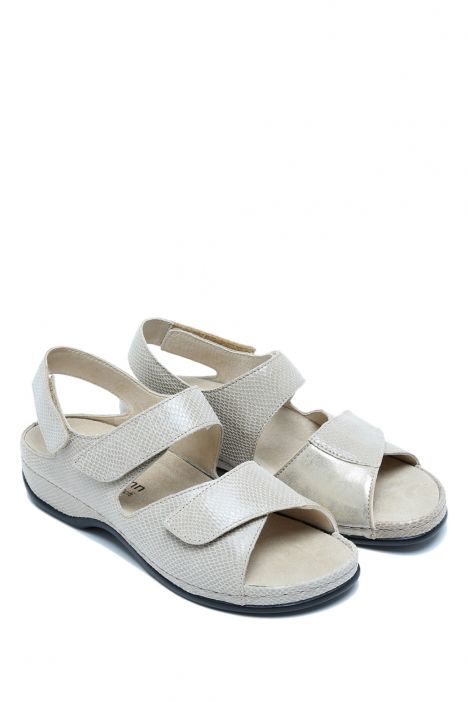 1040 Berkemann Rina Kadın Anatomik Deri Sandalet 3.0-8.5 Beige/shiny - Leder/Stretch - 773