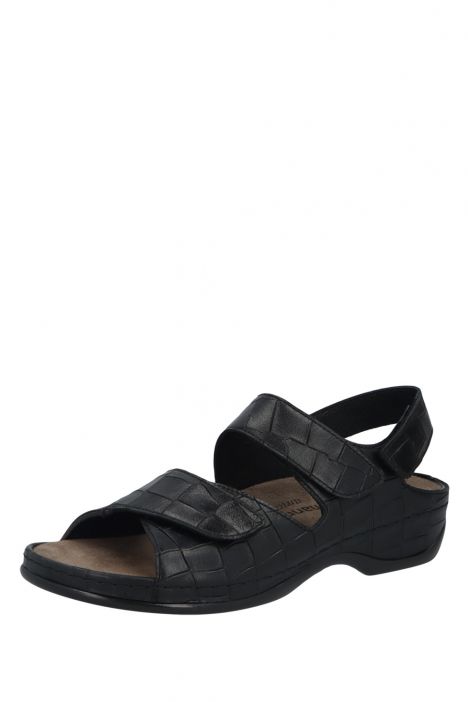 1040 Berkemann Rina Kadın Anatomik Deri Sandalet 3.0-8.5 Nachtschwarz - Leder/Stretch - 949