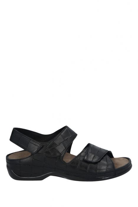 1040 Berkemann Rina Kadın Anatomik Deri Sandalet 3.0-8.5 Nachtschwarz - Leder/Stretch - 949