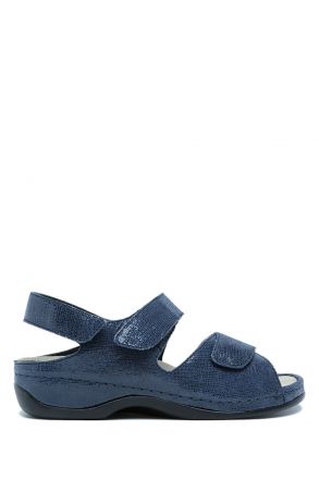 1040 Berkemann Rina Kadın Anatomik Deri Sandalet 3.0-8.5 Nachtblau - Leder/Stretch - 329