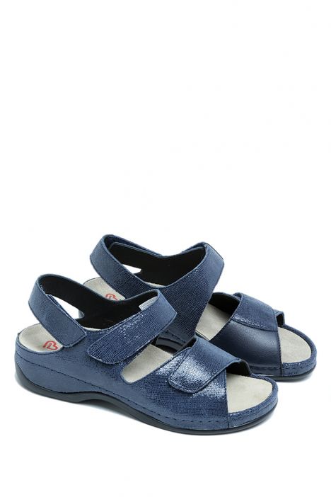 1040 Berkemann Rina Kadın Anatomik Deri Sandalet 3.0-8.5 Nachtblau - Leder/Stretch - 329