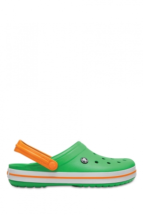 Crocs 11016 Crocband Unisex Sandalet 36-46 GRASS GREEN WHITE / BLAZING ORANGE