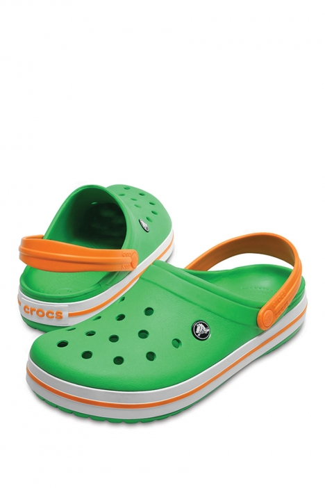 Crocs 11016 Crocband Unisex Sandalet 36-46 GRASS GREEN WHITE / BLAZING ORANGE
