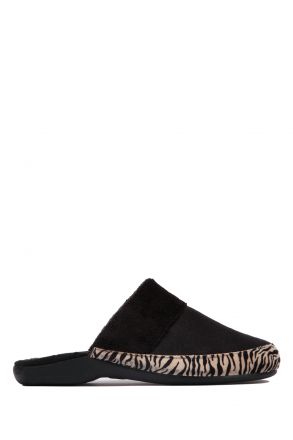 114122 Kifidis Home Kadın Zebra Desenli Ev Terliği 36-40 Siyah / Negro 99