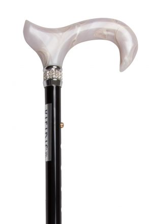 11863-11864 Taşlı Katlanır Baston Beyaz / White